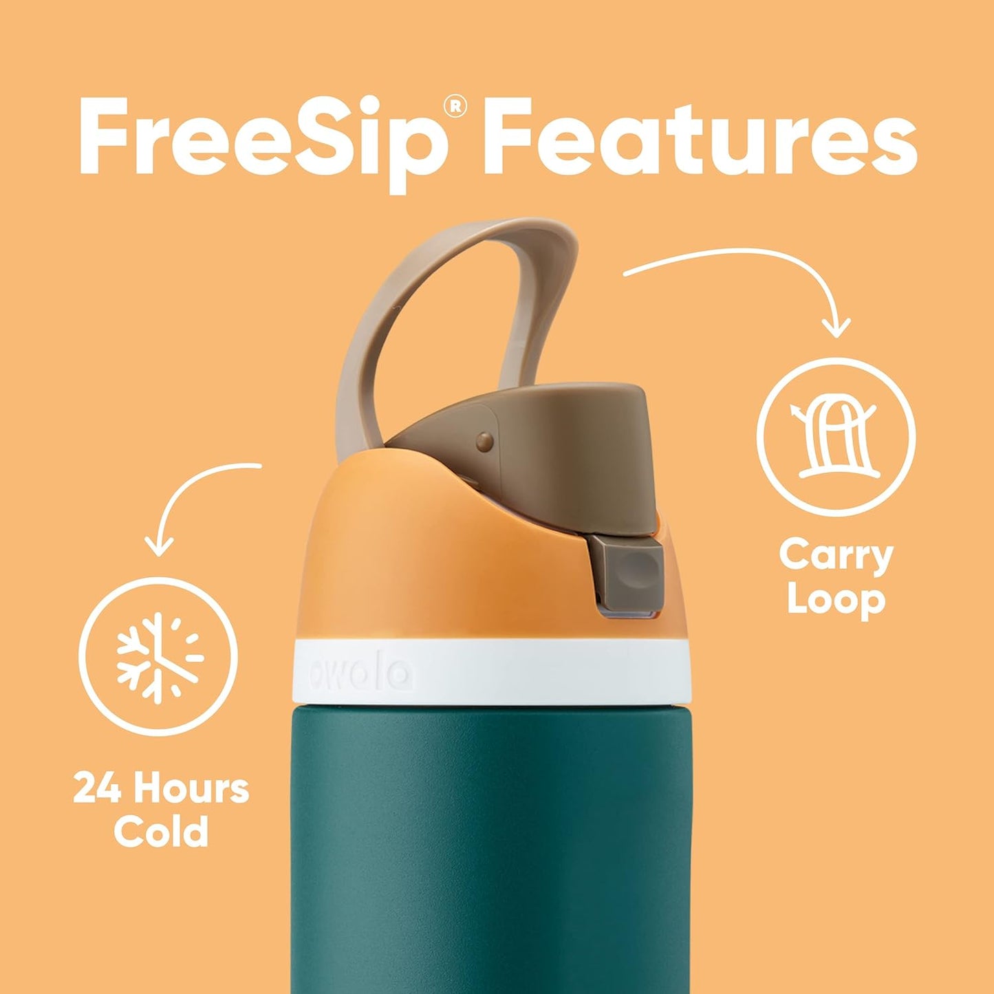 Freesip Insulated Stainless Steel Water Bottle with Straw for Sports and Travel, Bpa-Free, 24-Oz, Blue/Teal (Denim)