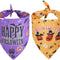 2 Pack Halloween Dog Bandana, Reversible Triangle Dog Scarf Accessories Halloween Bandanas for Small Medium Large Dogs Pets (Purple & Yellow)